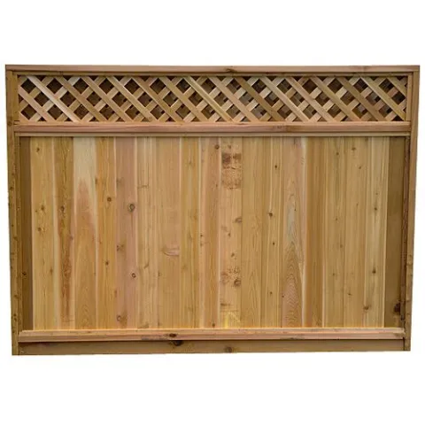 Cedar privacy panel with a diagonal lattice top